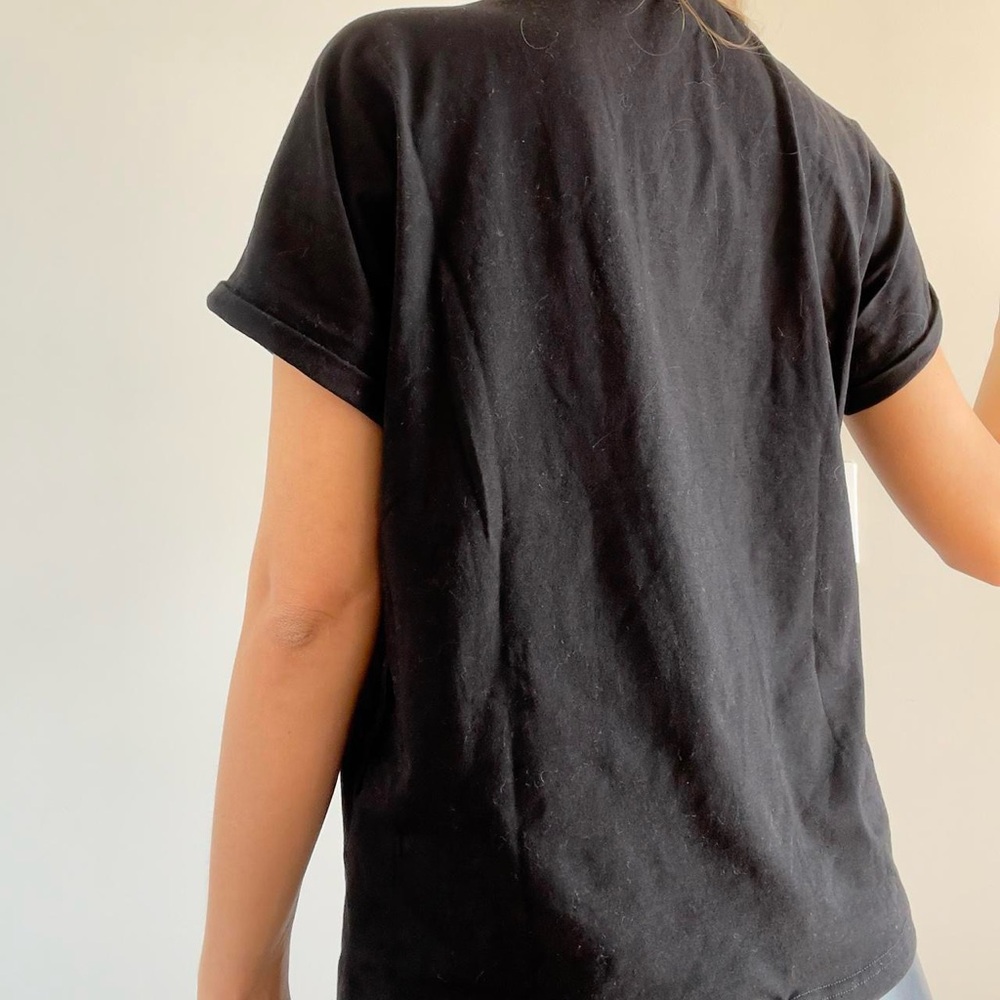 Black Boxy T-shirt with Sparkly Rhinestone Embellished Pocket | Size XL - Picture 3 of 7